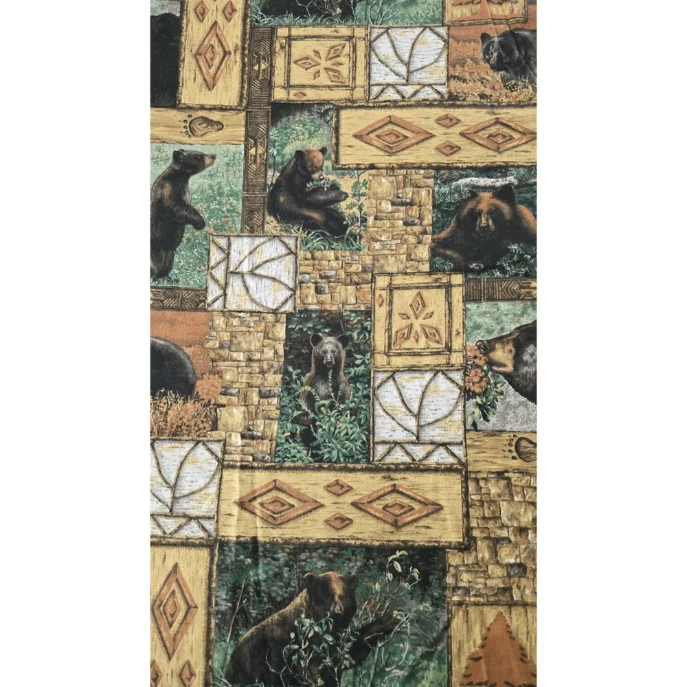 Vintage Black Bear Mountain Fabric Springs Industries Cabin Lodge Wildlife 1990s